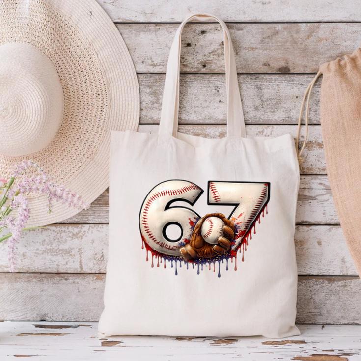 6 7 Six Seven American Baseball Graphic Canvas Tote Bag