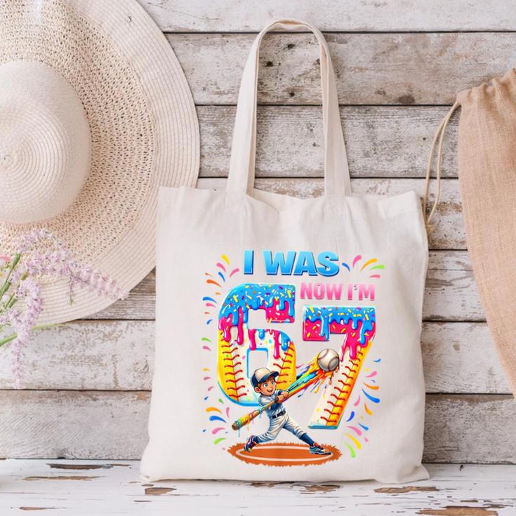I Was 6 Now I'm 7 Baseball Birthday Boy For Teens Kids Canvas Tote Bag I Was 6 Now I'm 7 Baseball Birthday Boy For Teens Kids Canvas Tote Bag