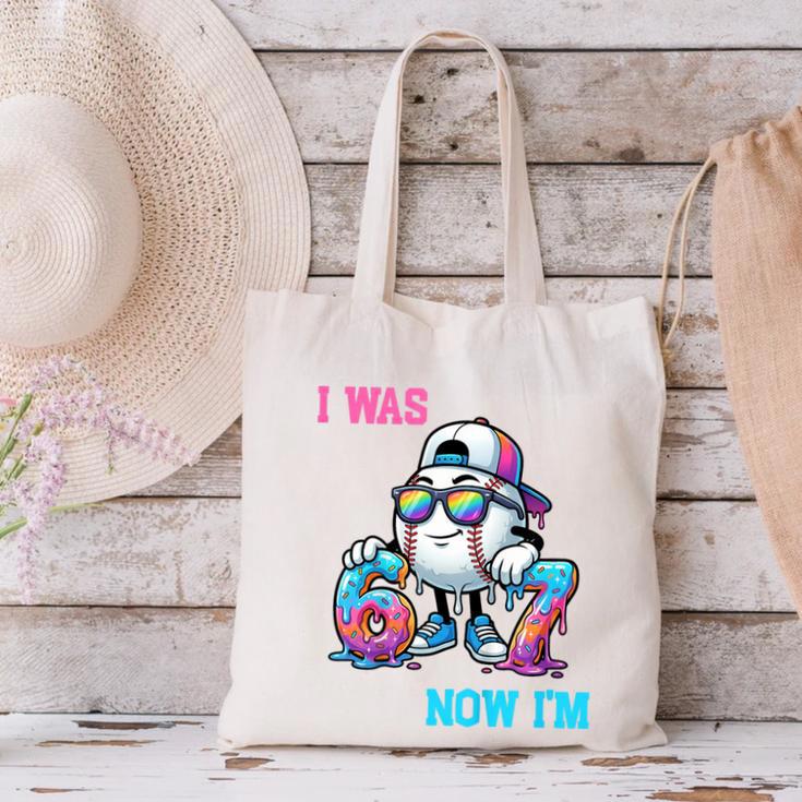 I Was 6 Now I'm 7 Baseball Birthday Drip Ice Cream Boy Canvas Tote Bag I Was 6 Now I'm 7 Baseball Birthday Drip Ice Cream Boy Canvas Tote Bag