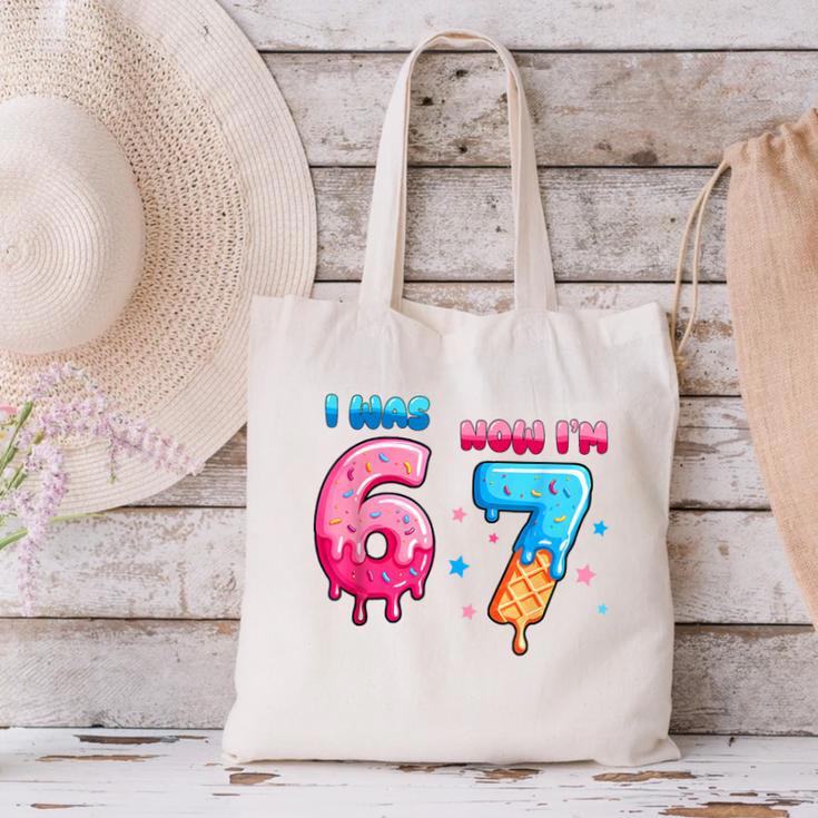 I Was 6 Now I'm 7 Birthday Baseball Drip For Boys Kid Canvas Tote Bag