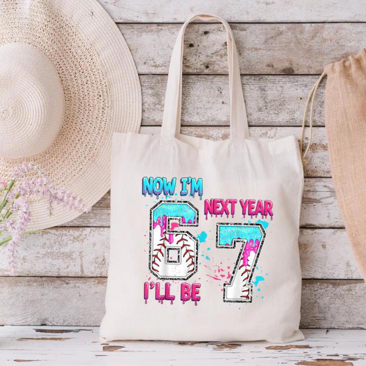 Now Im 6 Next Year I'Ll Be 7 Baseball Ice Cream Drip 67 Meme Canvas Tote Bag Now Im 6 Next Year I'Ll Be 7 Baseball Ice Cream Drip 67 Meme Canvas Tote Bag