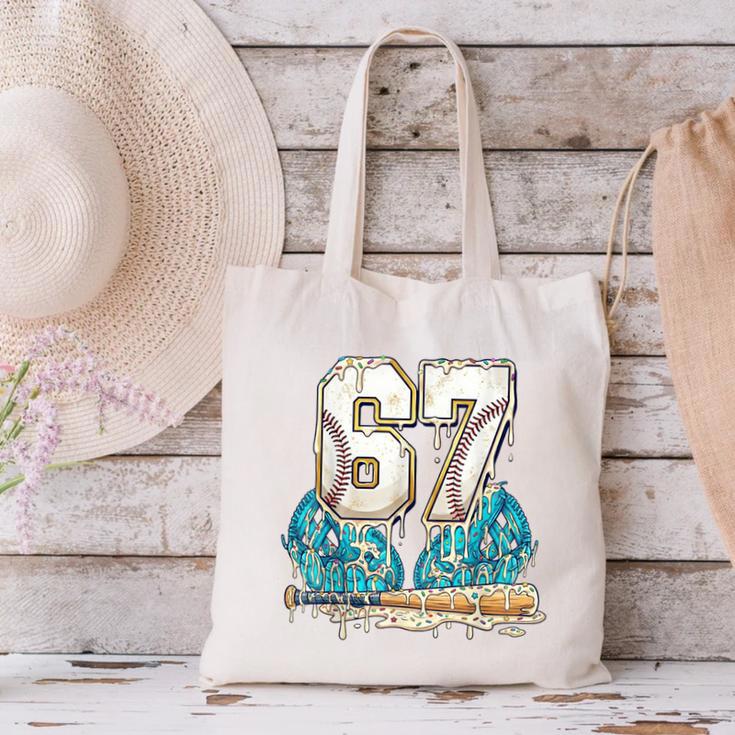 67 Baseball Drip Boys Youth Kids 6-7 Ice Cream Dripping 6 7 Canvas Tote Bag