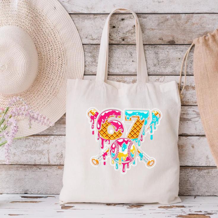 67 Baseball Ice Cream Drip Number Canvas Tote Bag 67 Baseball Ice Cream Drip Number Canvas Tote Bag