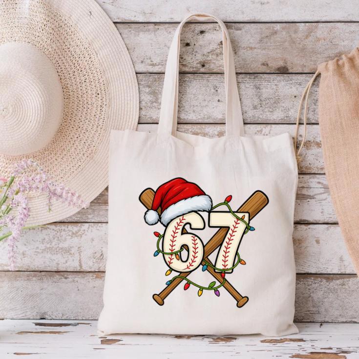 67 Baseball Xmas Lights Santa Hat Holiday Canvas Tote Bag 67 Baseball Xmas Lights Santa Hat Holiday Canvas Tote Bag