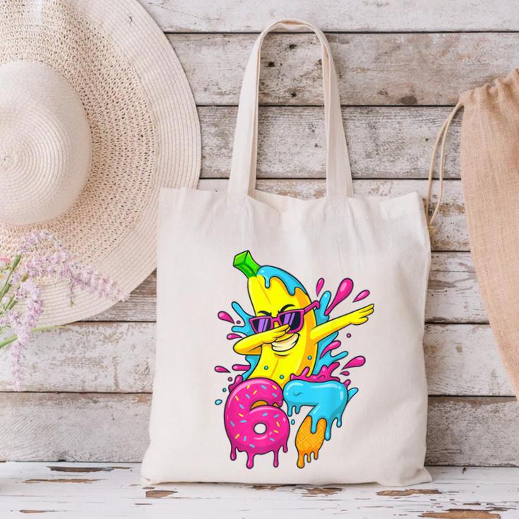 67 Dabbing Banana Baseball 6 7 Dripping Ice Cream Meme Canvas Tote Bag