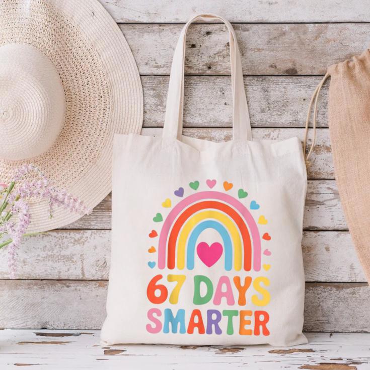 67 Days Smarter Rainbow For Back To School Kids Canvas Tote Bag
