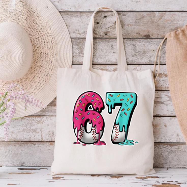 67 Ice Cream Drip Baseball Gen Alpha Slang Six Seven Meme Canvas Tote Bag