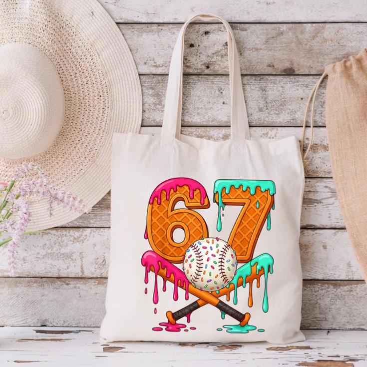 67 Ice Cream Drip Baseball Number 67 Player 67th Birthday Canvas Tote Bag 67 Ice Cream Drip Baseball Number 67 Player 67th Birthday Canvas Tote Bag