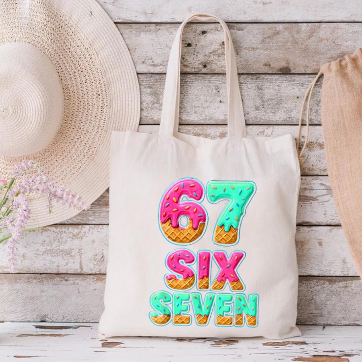 67 Ice Cream Drip Baseball Six Seven 6-7 Meme Teen Boy Canvas Tote Bag