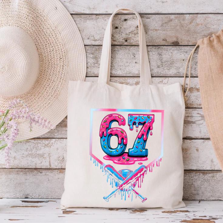 67 Six Seven Baseball Ice Cream Drip Cool Meme 67 Canvas Tote Bag