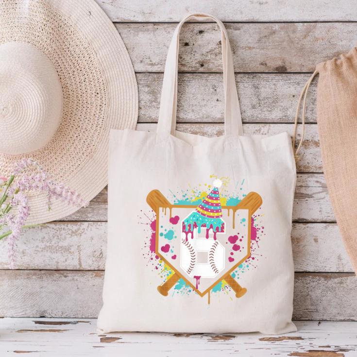 6th Birthday Baseball Drip Number 6 Year Old Birthday Boy Canvas Tote Bag 6th Birthday Baseball Drip Number 6 Year Old Birthday Boy Canvas Tote Bag