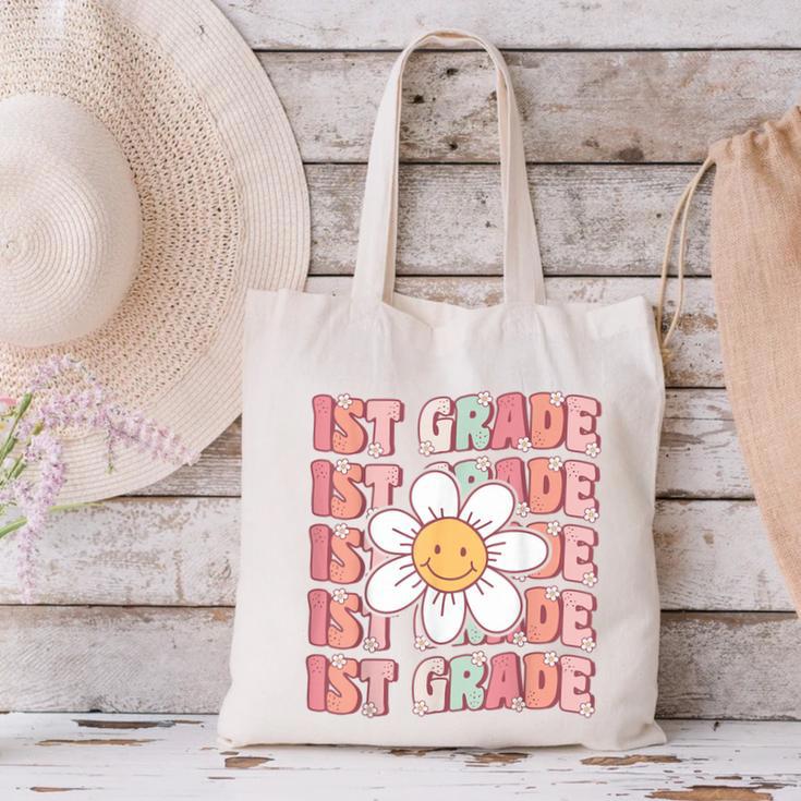 70s Groovy 1st Grade Back To School First Day Of First Grade Canvas Tote Bag