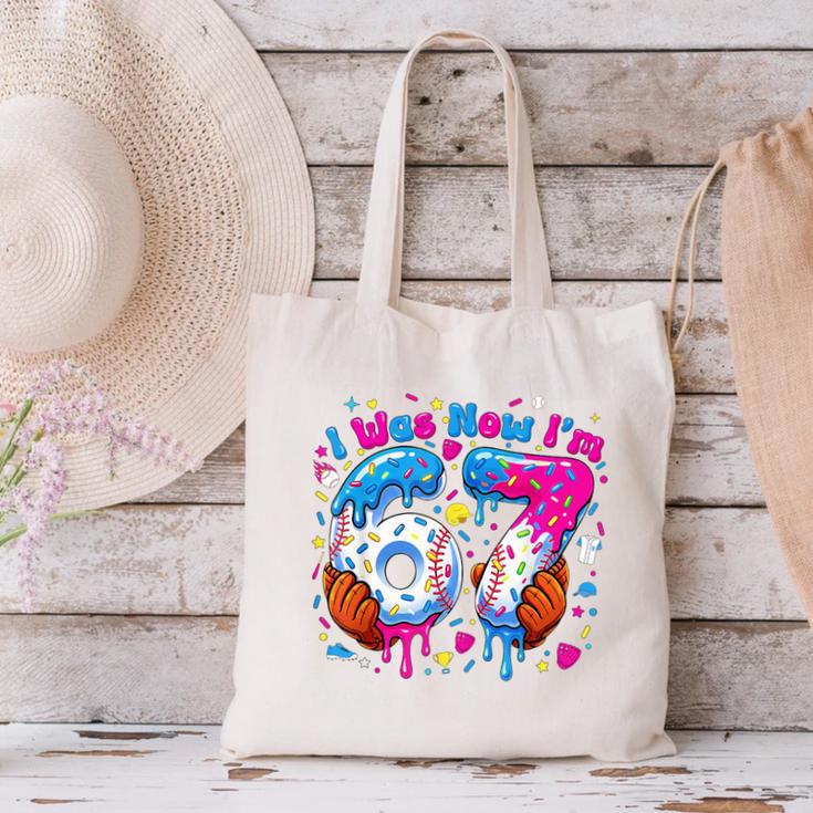 7th Birthday I Was 6 Now I'm 7 Baseball Ice Cream Drip Canvas Tote Bag 7th Birthday I Was 6 Now I'm 7 Baseball Ice Cream Drip Canvas Tote Bag