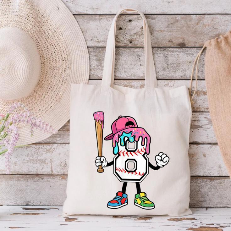 8th Birthday Baseball Ice-Cream Drip 8 Years Old Boys Girls Canvas Tote Bag 8th Birthday Baseball Ice-Cream Drip 8 Years Old Boys Girls Canvas Tote Bag