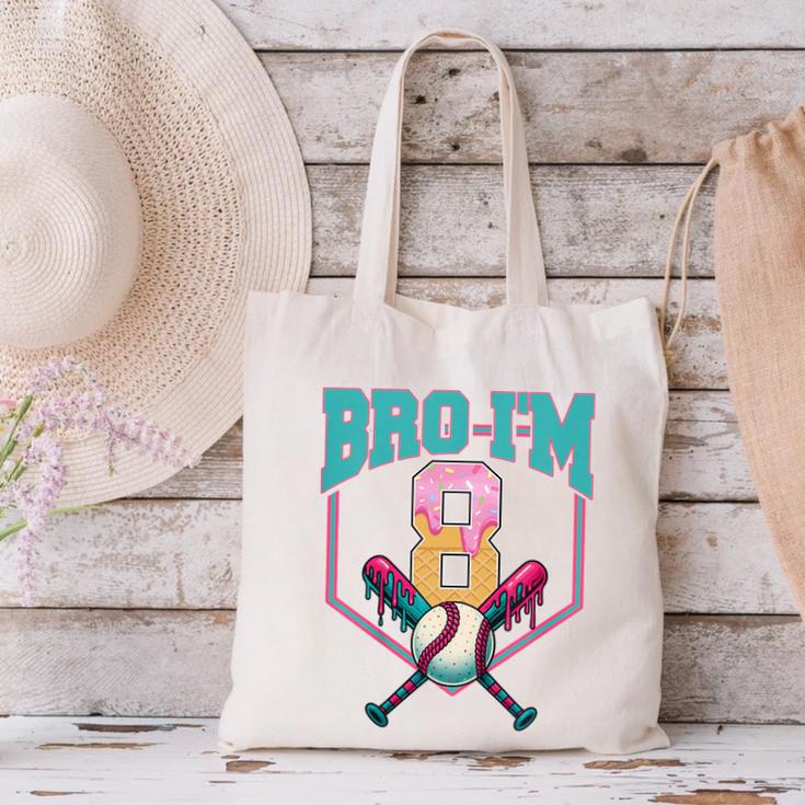 8th Birthday Boy Bro I'm 8 Years Old Baseball Theme Canvas Tote Bag