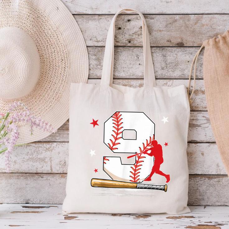 9 Years Old Baseball Birthday Boy 9th Bday Party Canvas Tote Bag