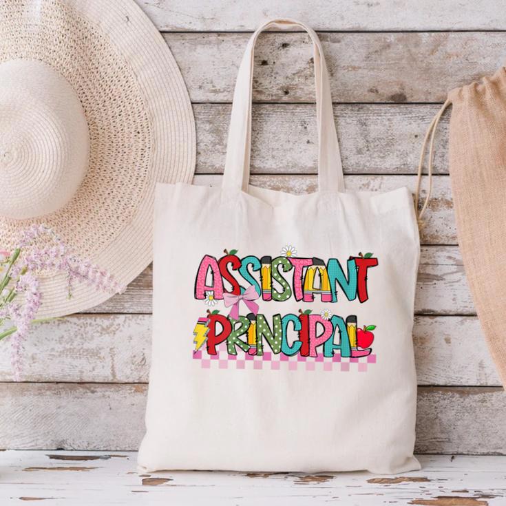 Assistant Principal Coquette Bow Pencil Cute Back To School Canvas Tote Bag Assistant Principal Coquette Bow Pencil Cute Back To School Canvas Tote Bag