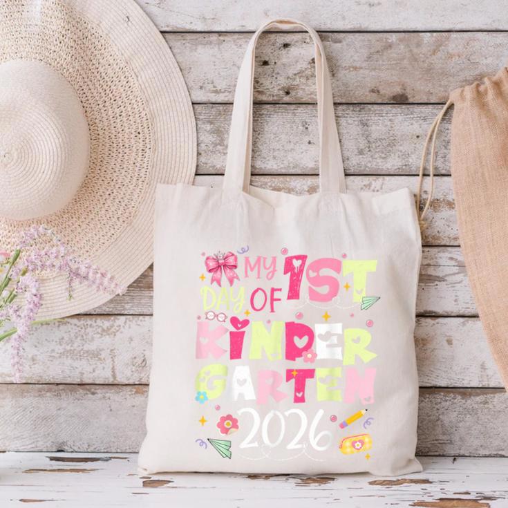 Back To School My 1st Day Of Kindergarten 2026 Bow Canvas Tote Bag Back To School My 1st Day Of Kindergarten 2026 Bow Canvas Tote Bag