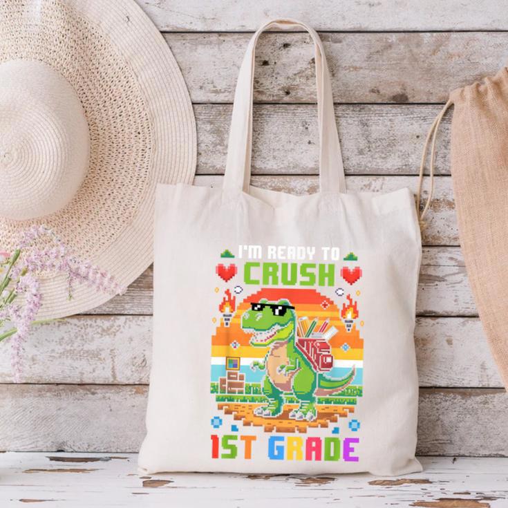 Back To School 1St Grade Boys I'm Ready To Crush Dinosaur Canvas Tote Bag Back To School 1St Grade Boys I'm Ready To Crush Dinosaur Canvas Tote Bag