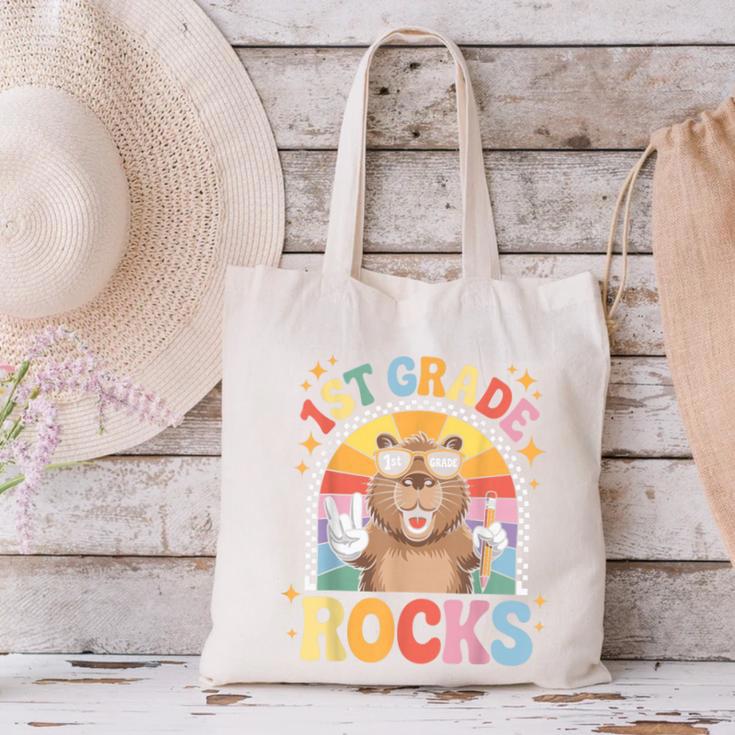 Back To School 1st Grade Capybara First Grade Rocks Canvas Tote Bag Back To School 1st Grade Capybara First Grade Rocks Canvas Tote Bag