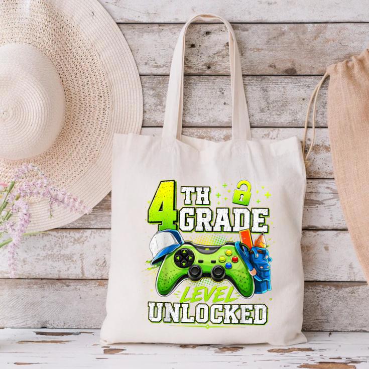 Back To School 4th Fourth Grade Level Unlocked Gamer Kid Canvas Tote Bag Back To School 4th Fourth Grade Level Unlocked Gamer Kid Canvas Tote Bag