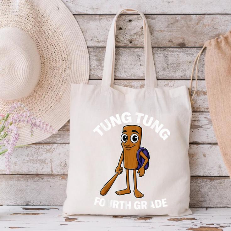Back To School 4th Grade Italian Brainrot Tung Tung Sahur Canvas Tote Bag Back To School 4th Grade Italian Brainrot Tung Tung Sahur Canvas Tote Bag