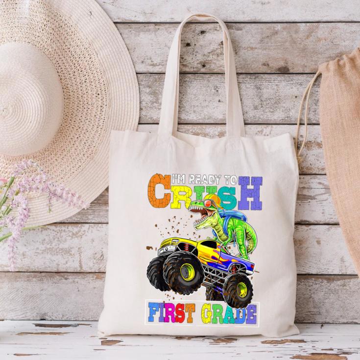 Back To School Boy Dinosaur I'm Ready To Crush First Grade Canvas Tote Bag Back To School Boy Dinosaur I'm Ready To Crush First Grade Canvas Tote Bag