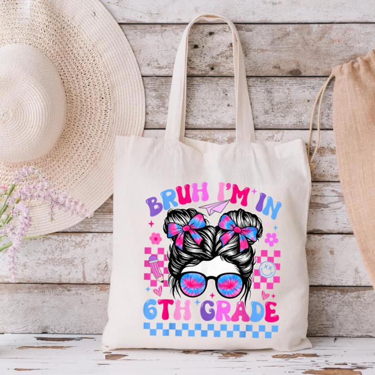 Back To School Bruh Im In 6th Grade Girls Bun Tie Dye Canvas Tote Bag Back To School Bruh Im In 6th Grade Girls Bun Tie Dye Canvas Tote Bag