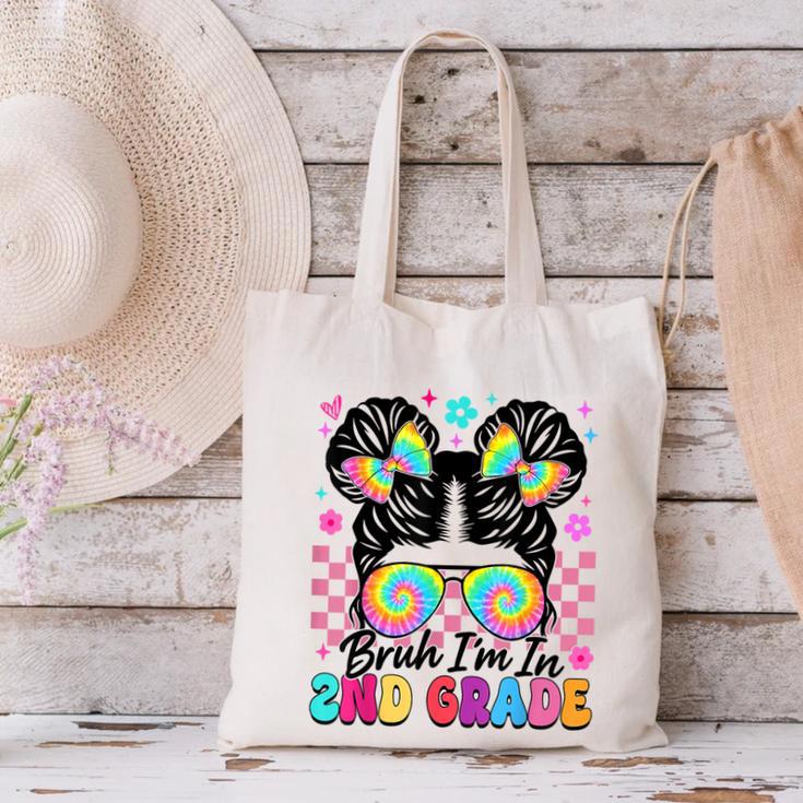 Back To School Bruh I'm In 2nd Grade Cute Girls Messy Bun Canvas Tote Bag Back To School Bruh I'm In 2nd Grade Cute Girls Messy Bun Canvas Tote Bag