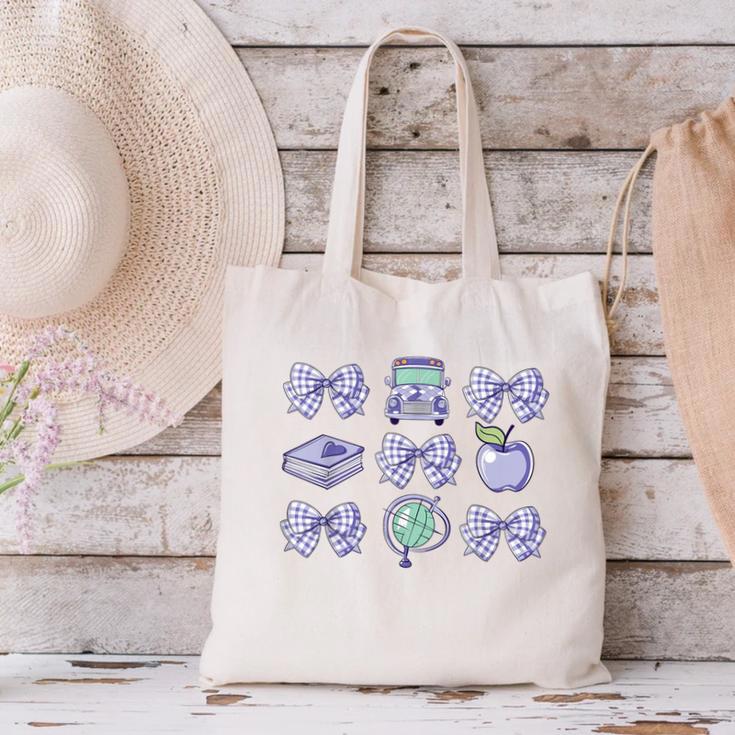 Back To School Coquette Bow Gingham First Day Of School Bows Canvas Tote Bag Back To School Coquette Bow Gingham First Day Of School Bows Canvas Tote Bag