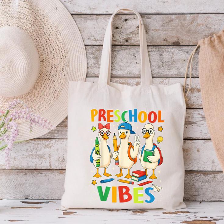 Back To School Cute Goose Preschool Vibes Girls Boys Canvas Tote Bag Back To School Cute Goose Preschool Vibes Girls Boys Canvas Tote Bag