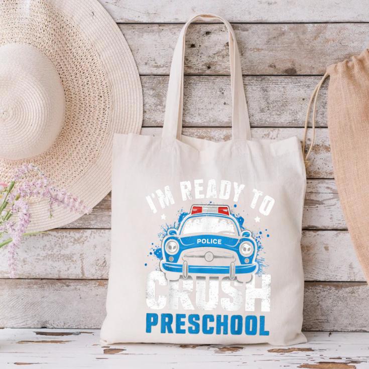 Back To School First Day Of Preschool Police Car Boys Canvas Tote Bag