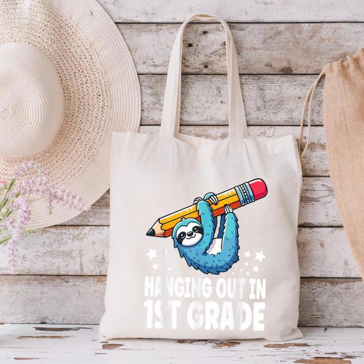 Back To School First Grade Sloth Hanging Out In 1st Grade Canvas Tote Bag