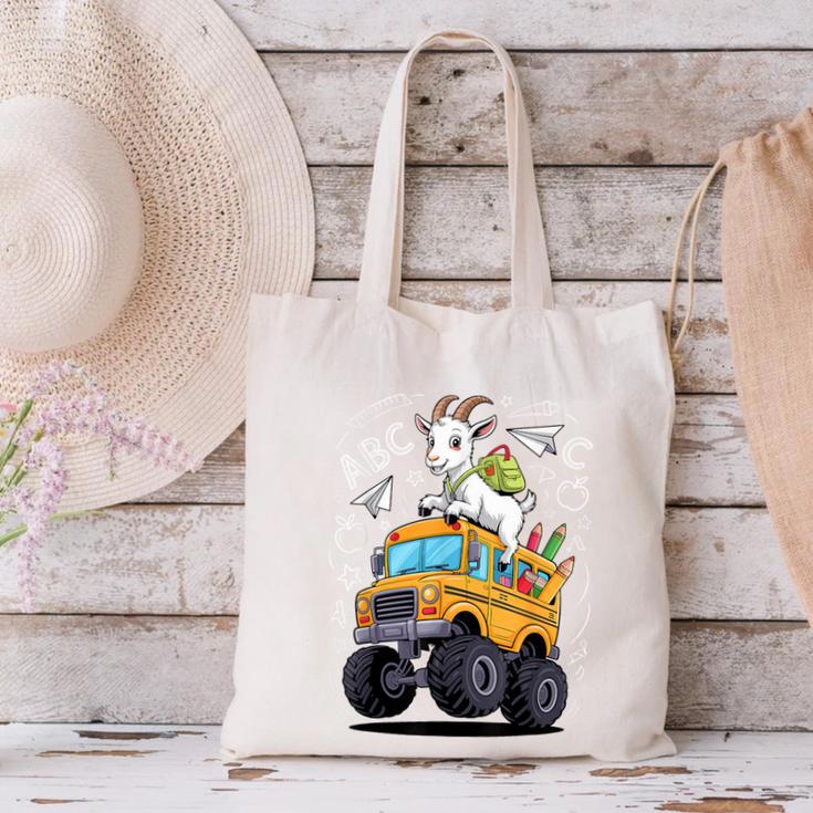 Back To School Goat School Bus 100 Days Of School Canvas Tote Bag Back To School Goat School Bus 100 Days Of School Canvas Tote Bag