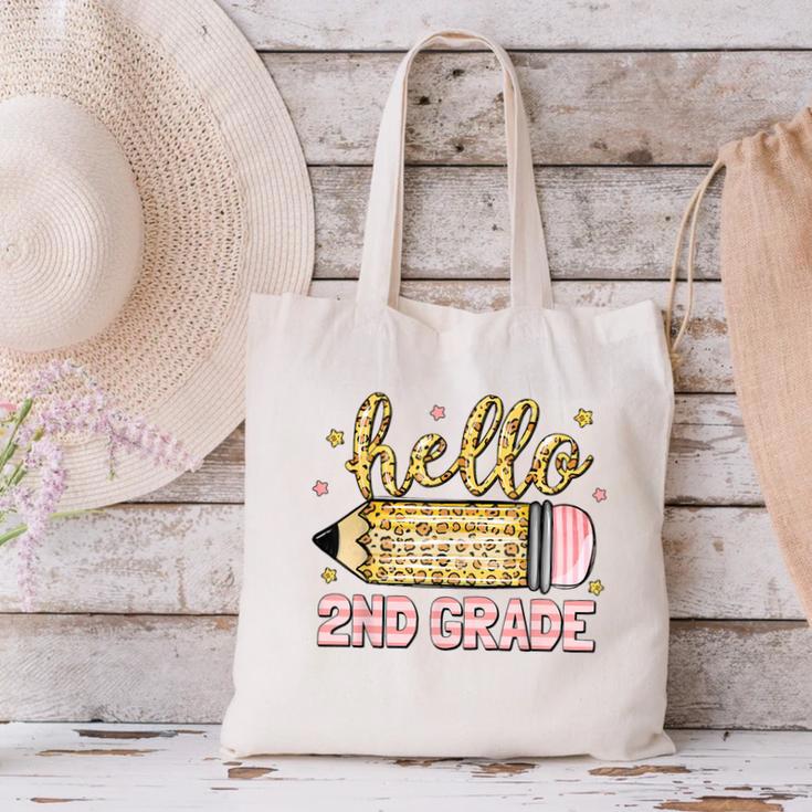 Back To School Hello Second 2nd Grade Leopard Pencil Girl Canvas Tote Bag Back To School Hello Second 2nd Grade Leopard Pencil Girl Canvas Tote Bag