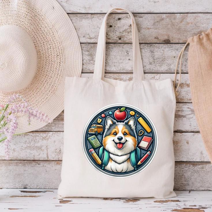 Back To School Icelandic Sheepdog Dog Boy Girls Student Kids Canvas Tote Bag