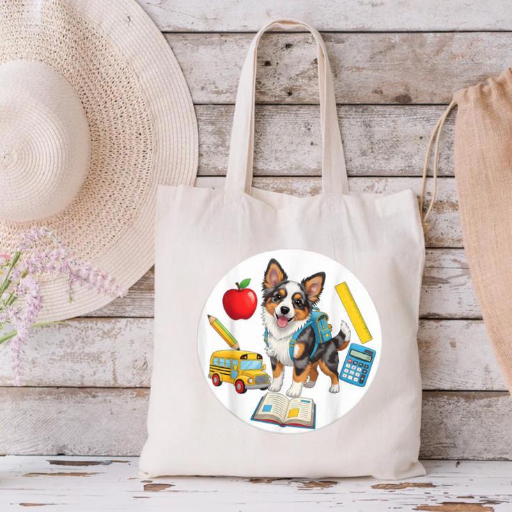 Back To School Miniature American Shepherd Dog Boys Girls Canvas Tote Bag Back To School Miniature American Shepherd Dog Boys Girls Canvas Tote Bag