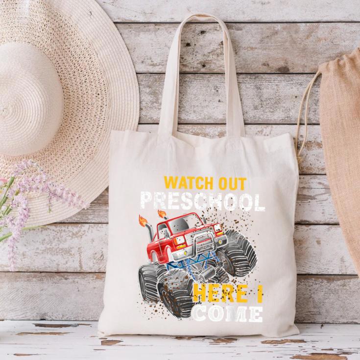 Back To School Preschool Here I Come For Boy Kids Truck Canvas Tote Bag