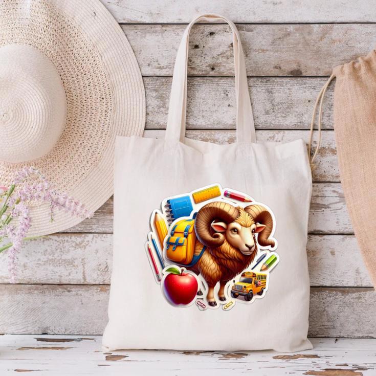Back To School Ram Boys Girls Student Kids Lover Farmer Cute Canvas Tote Bag Back To School Ram Boys Girls Student Kids Lover Farmer Cute Canvas Tote Bag