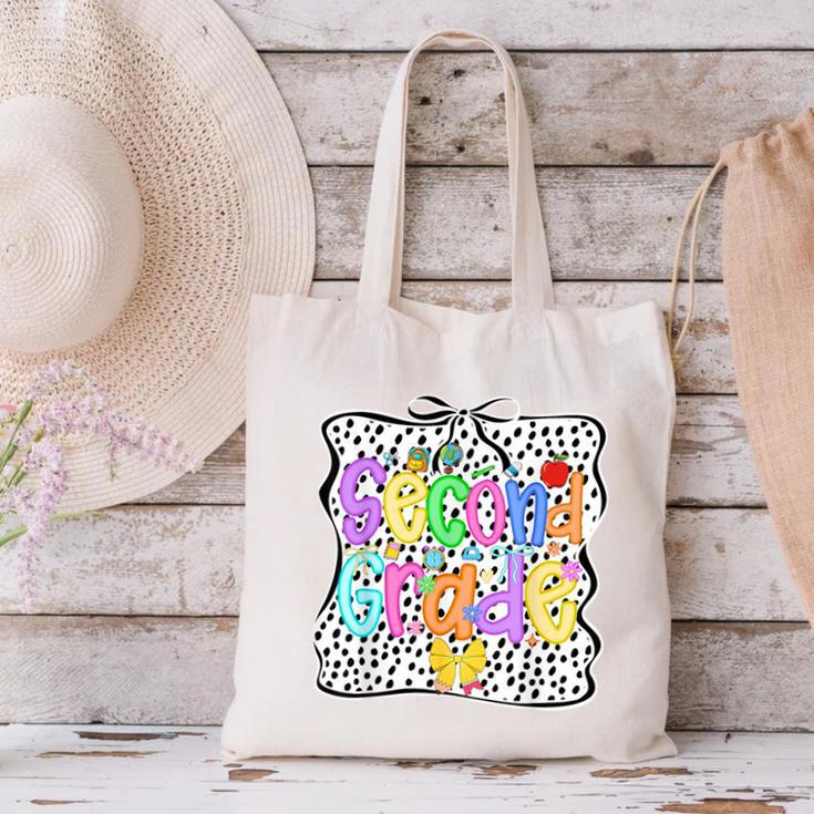 Back To School Second Grade Girls 2nd Grade Dalmatian Dots Canvas Tote Bag