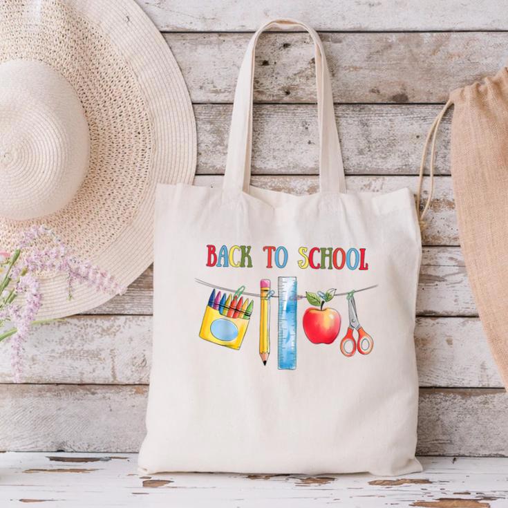 Back To School Shirt Apple Crayons Pencil Ruler Cute Graphic Canvas Tote Bag Back To School Shirt Apple Crayons Pencil Ruler Cute Graphic Canvas Tote Bag