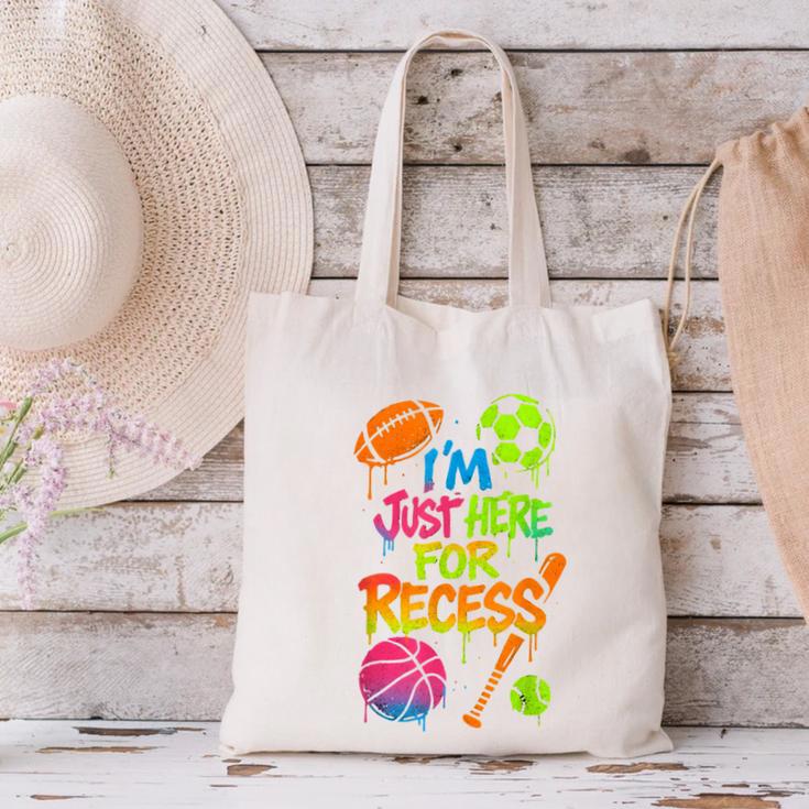 Back To School Sports Basketball Football Recess Canvas Tote Bag Back To School Sports Basketball Football Recess Canvas Tote Bag