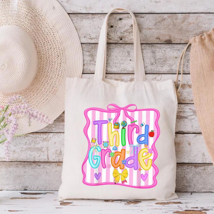 Back To School Third Grade Girls Coquette Bow 3rd Grade Kids Canvas Tote Bag Back To School Third Grade Girls Coquette Bow 3rd Grade Kids Canvas Tote Bag