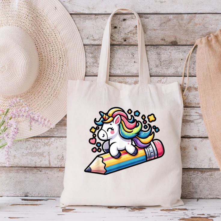 Back To School Unicorn Riding A Pencil Canvas Tote Bag Back To School Unicorn Riding A Pencil Canvas Tote Bag