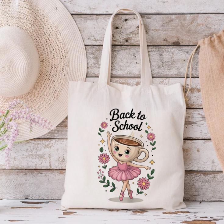Ballerina Cappuccina Girls Italian Brainrot Back To School Canvas Tote Bag Ballerina Cappuccina Girls Italian Brainrot Back To School Canvas Tote Bag