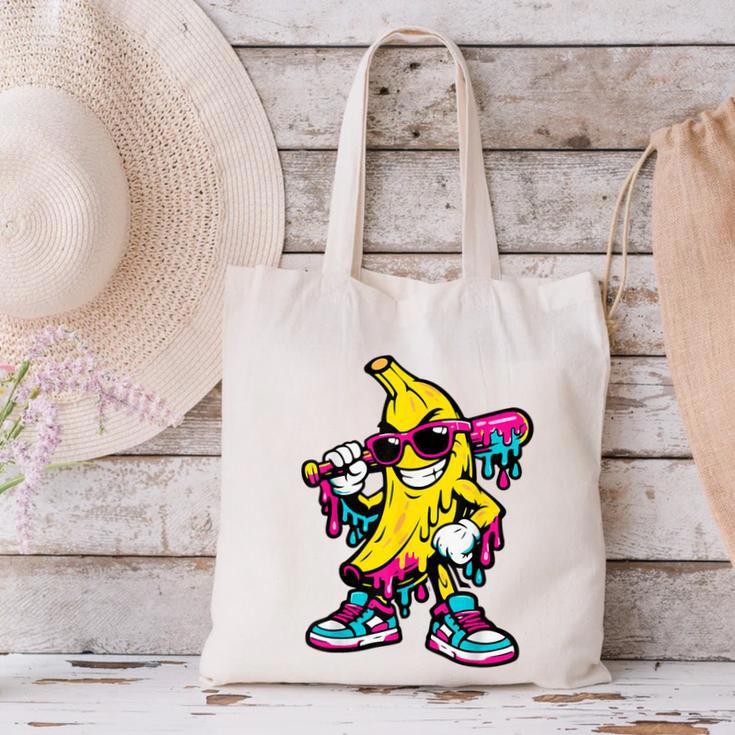 Banana Baseball Drip Canvas Tote Bag Banana Baseball Drip Canvas Tote Bag