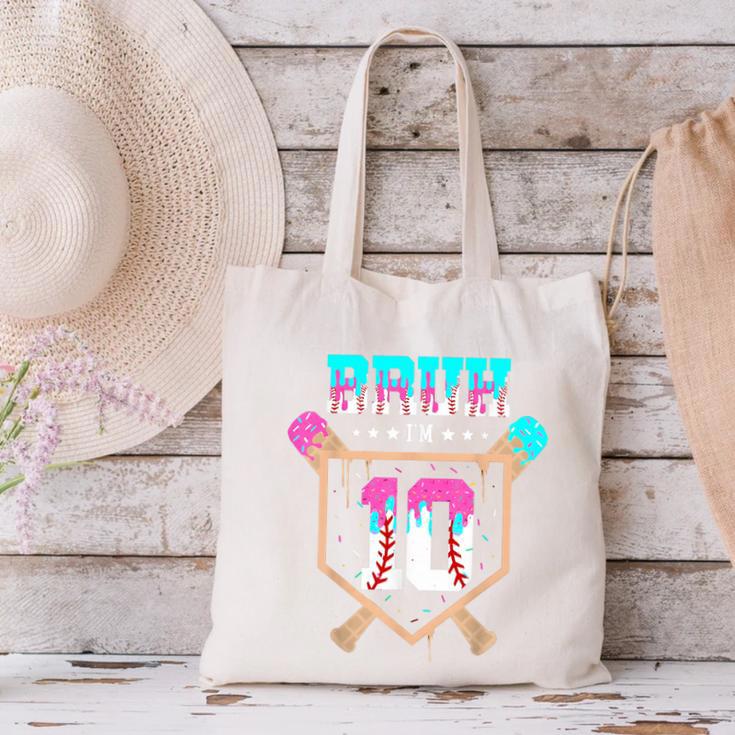 Baseball 10 Year Old Ice Cream Drip 10th Birthday Boy Player Canvas Tote Bag Baseball 10 Year Old Ice Cream Drip 10th Birthday Boy Player Canvas Tote Bag