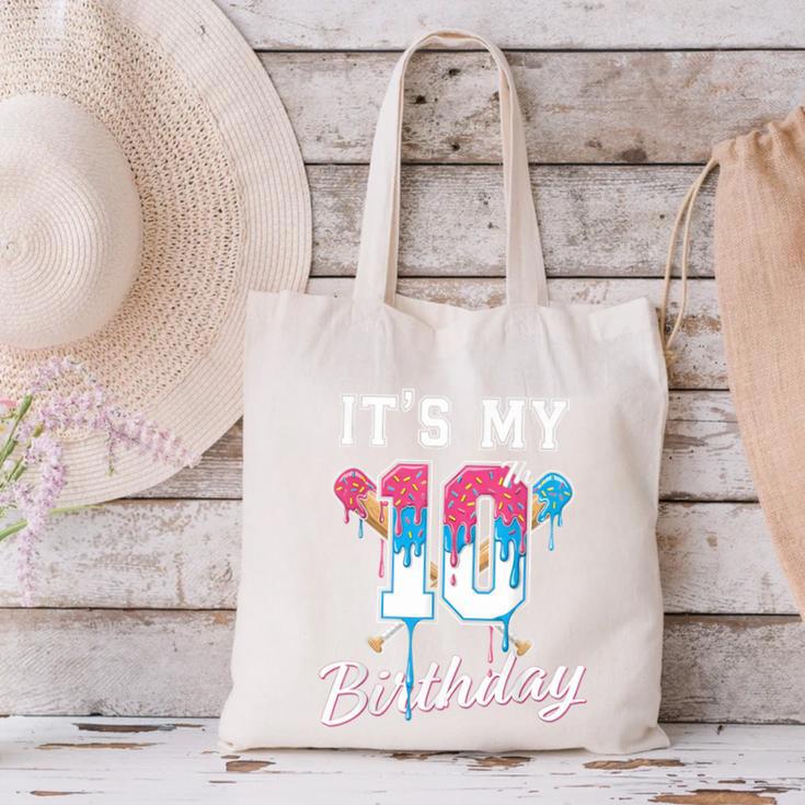 Baseball 10 Year Old Ice Cream Drip 10th Birthday Boys Canvas Tote Bag Baseball 10 Year Old Ice Cream Drip 10th Birthday Boys Canvas Tote Bag