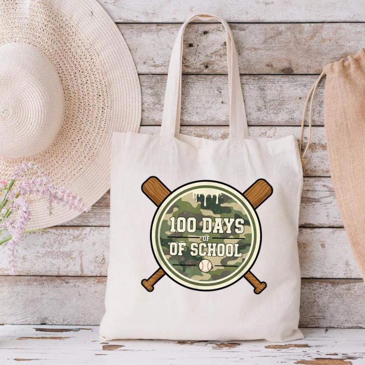 Baseball 100th Day Of School Camouflage Canvas Tote Bag Baseball 100th Day Of School Camouflage Canvas Tote Bag