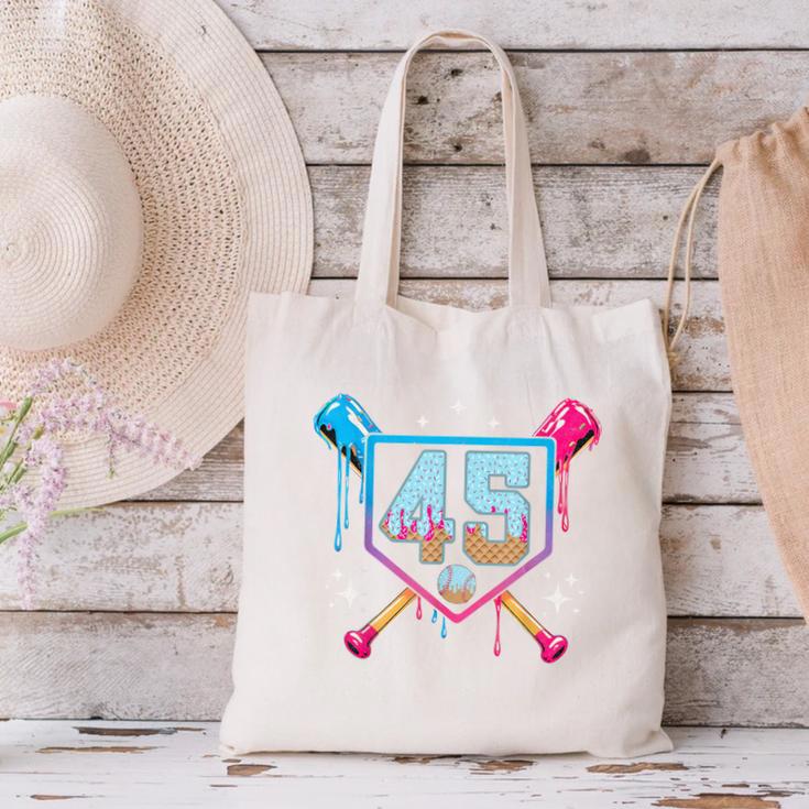 Baseball 45 Year Old Ice Cream Drip 45th Birthday Number 45 Canvas Tote Bag Baseball 45 Year Old Ice Cream Drip 45th Birthday Number 45 Canvas Tote Bag
